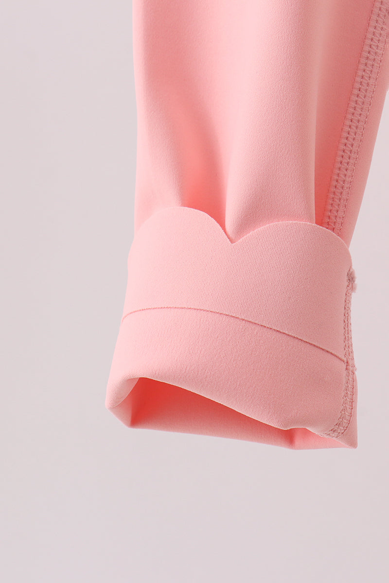 Girls Pink Scalloped Yoga Active Leggings