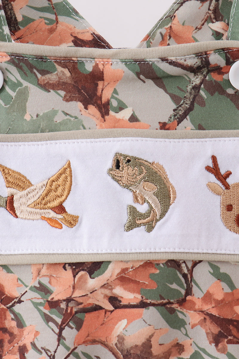 Baby Boys Camo Wildlife Hunting Fishing Embroidered Jon Jon
