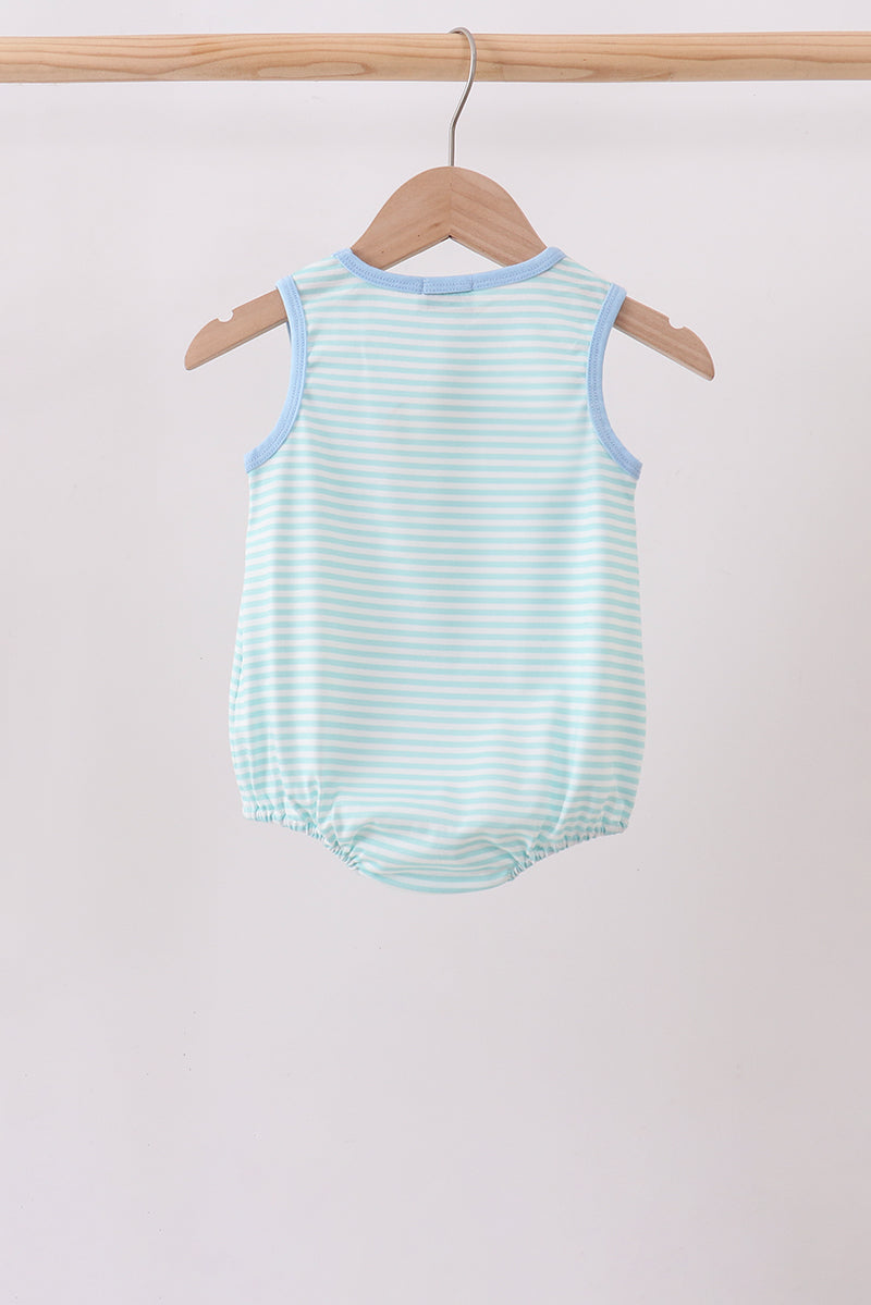 Baby Boy Blue Tool Smocked Stripe Bubble
