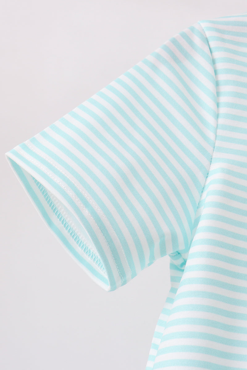 Boys Blue Tool Embroidery Stripe Top