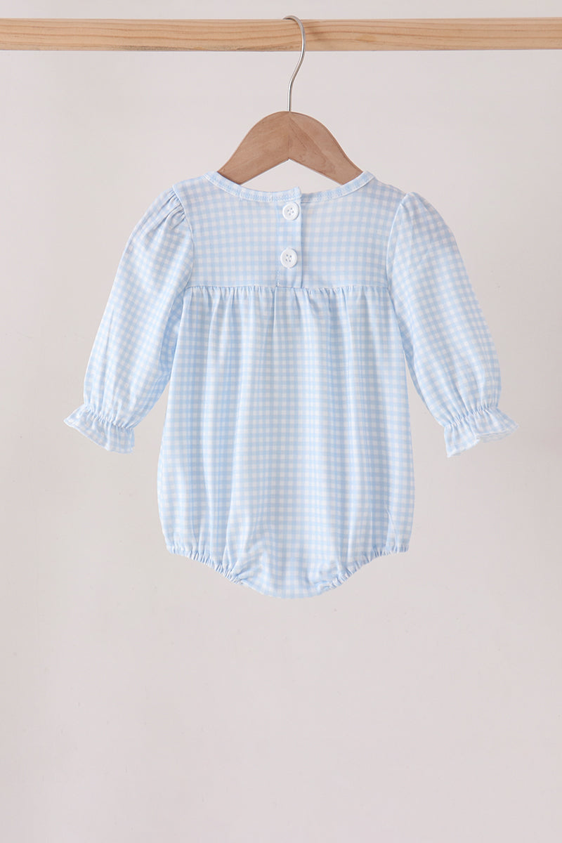 Blue Oz Character Embroidery Gingham Ruffle Bubble