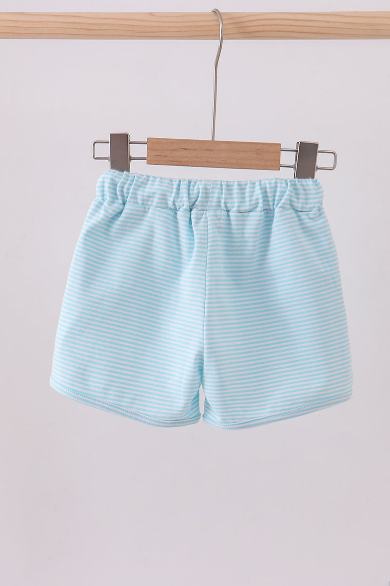 Mint and White Stripe Drawstring Shorts