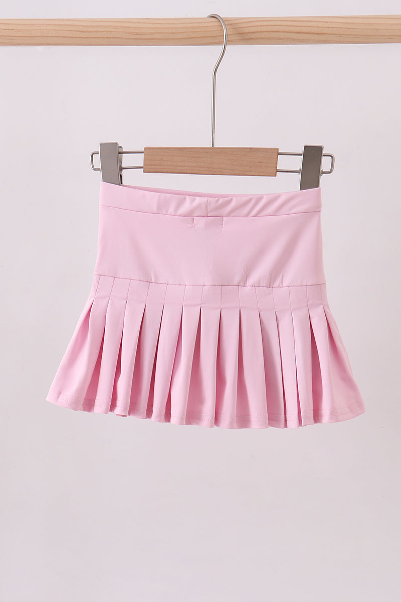 Girls Pink Pleated Skort
