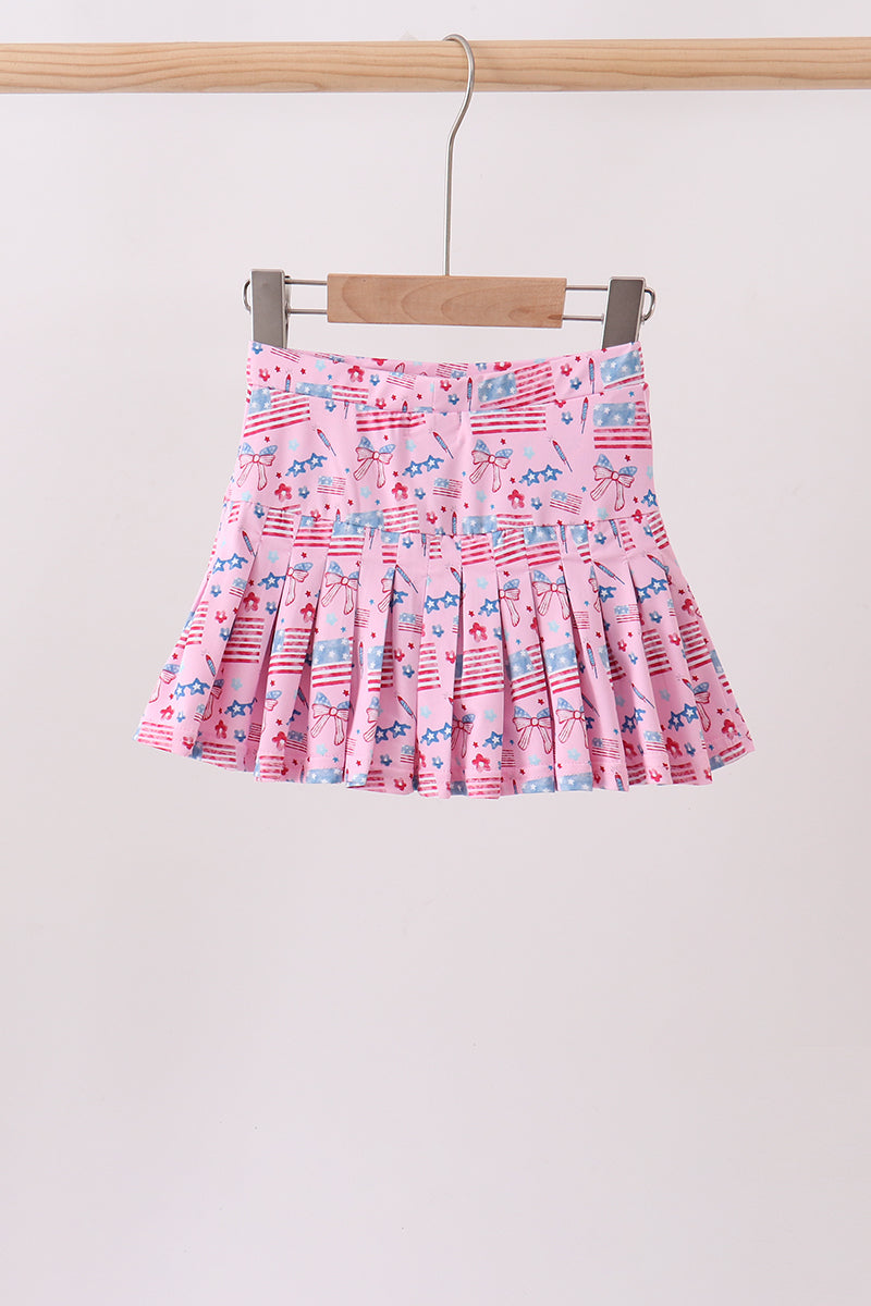 Girls Pink Flag Skort