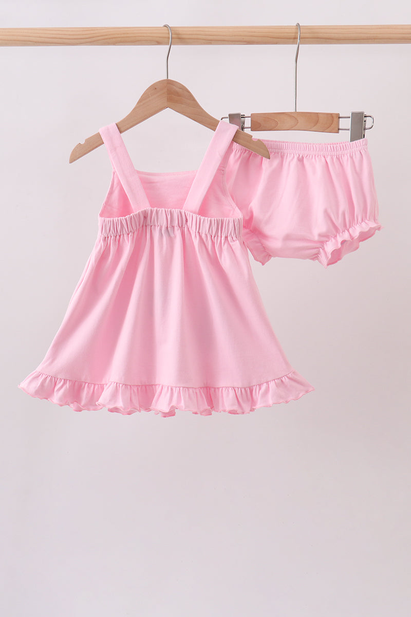 Baby Girl Pink Football Applique Bloomer Set