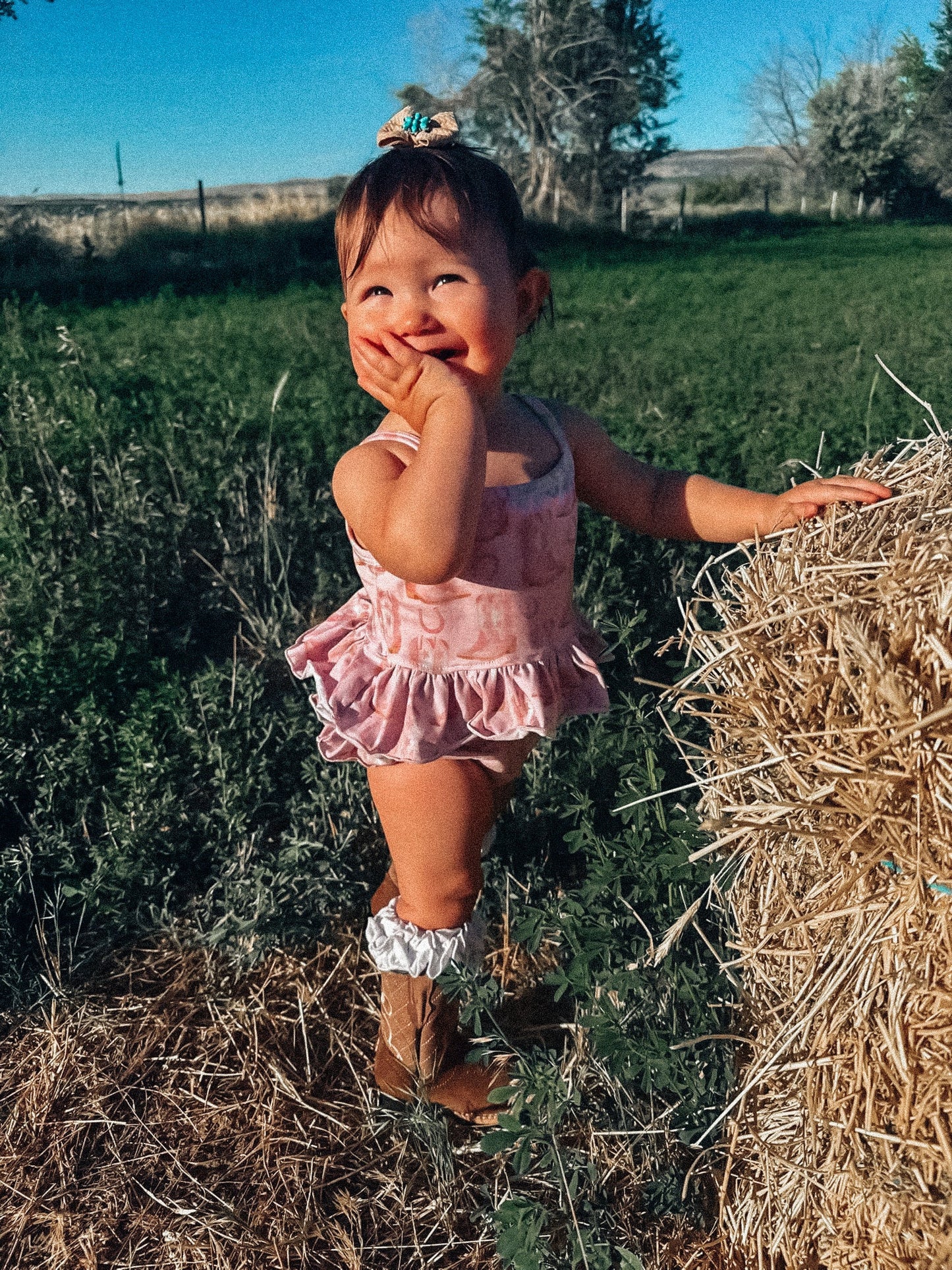 Baby Girl Pink Cowgirl Ruffle Set