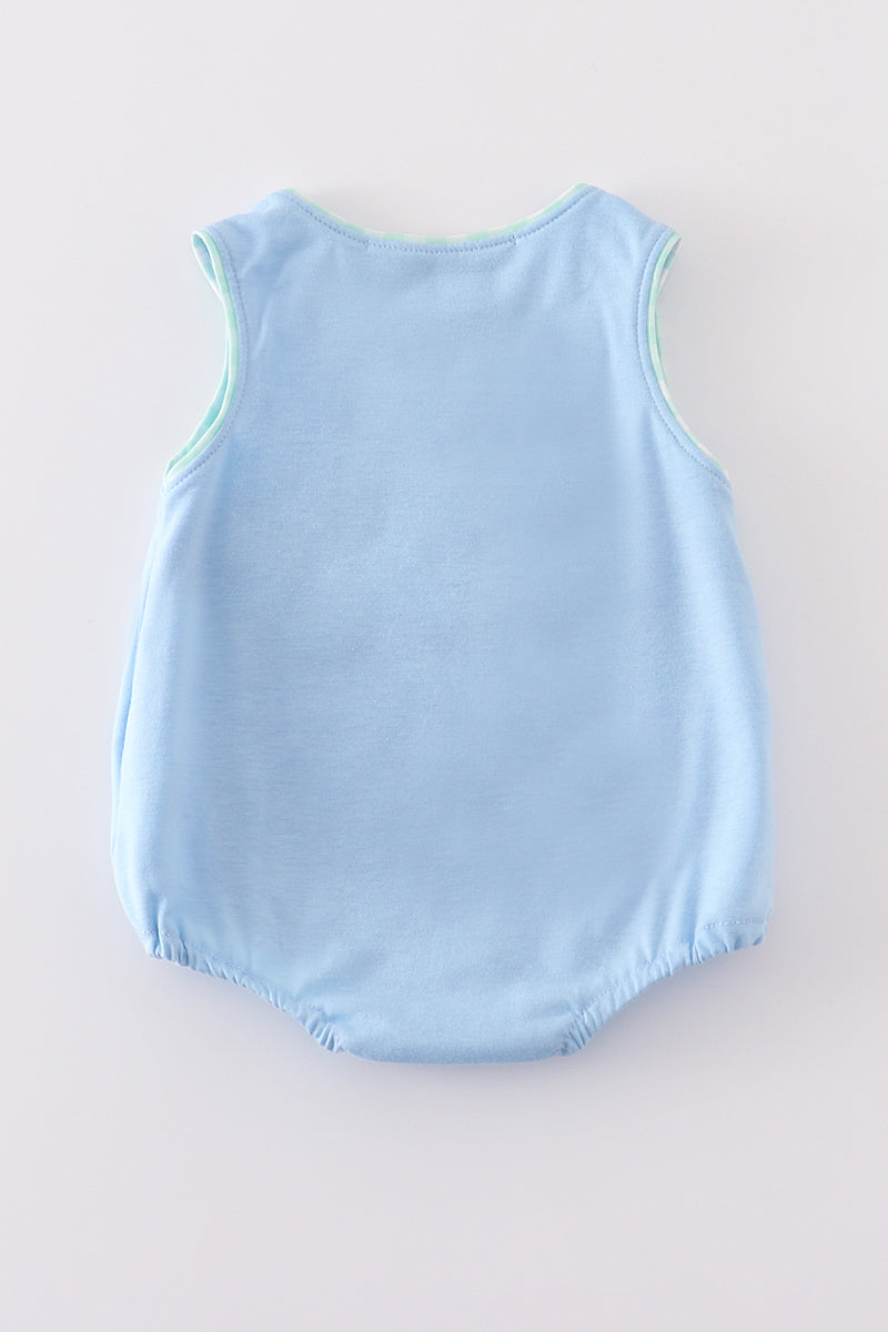 Blue Tractor Embroidery Baby Boy Bubble