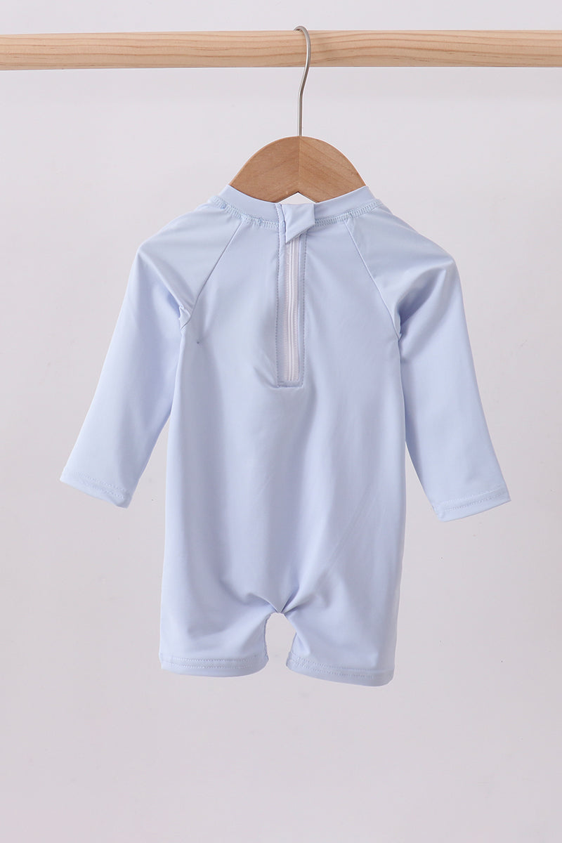 Baby Boys Blue Whale Applique One-Piece Swimsuit