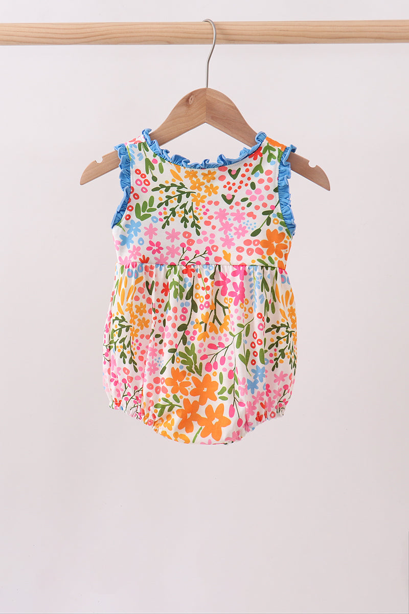 Summer Floral Print Ruffle Bubble