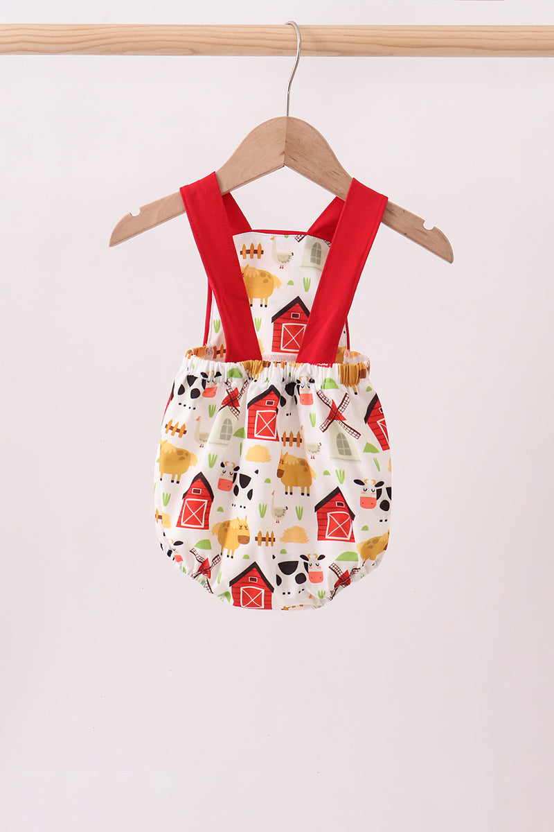 Baby Boy Red Farm Animal bubble