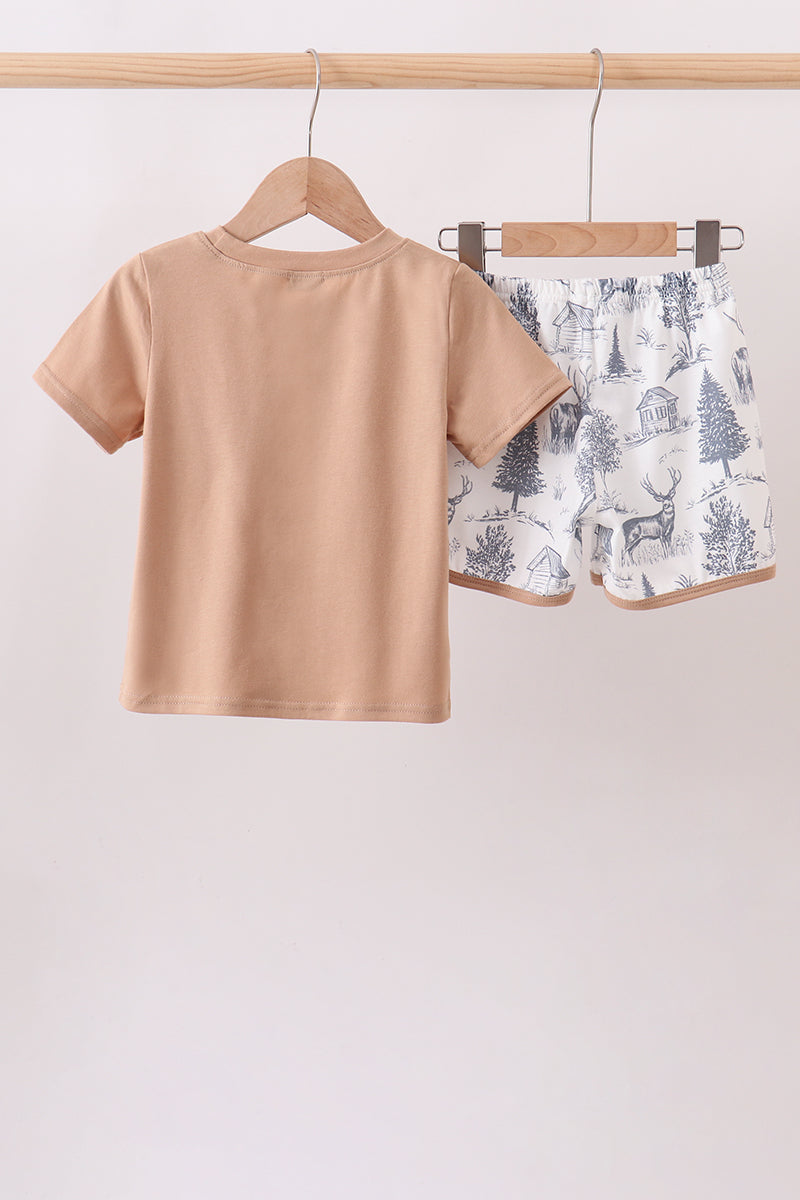 Boys Khaki Deer Forest Set