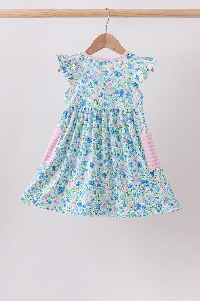 Girls Blue Floral Dress