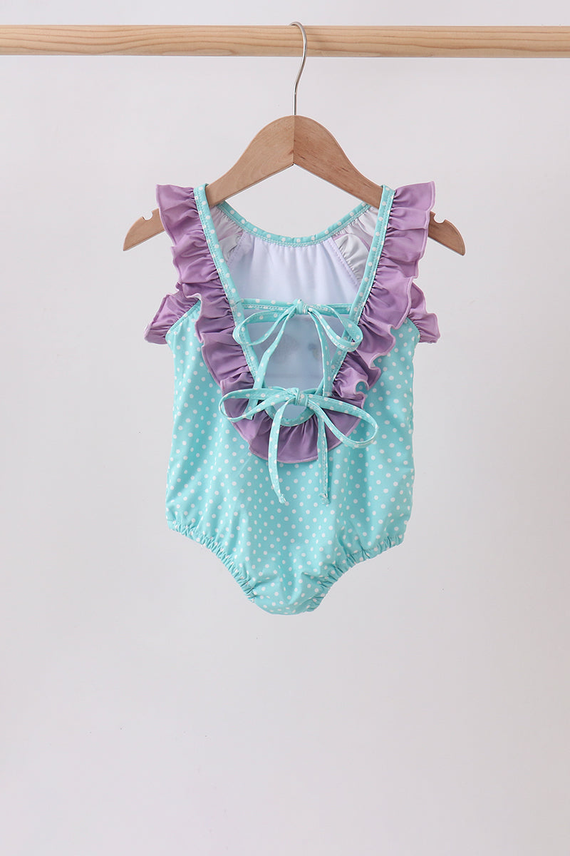 Baby & Girls Blue under the sea Embroidered UPF Swim One-Piece