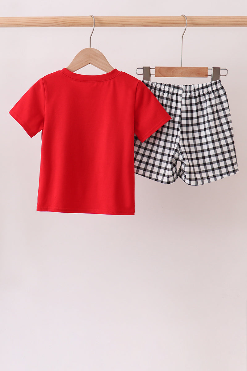 Boys Georgia Bulldogs Applique Gingham Shorts Set