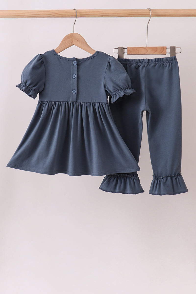 Girls Garden Rose Smocked Ruffle Pants Set