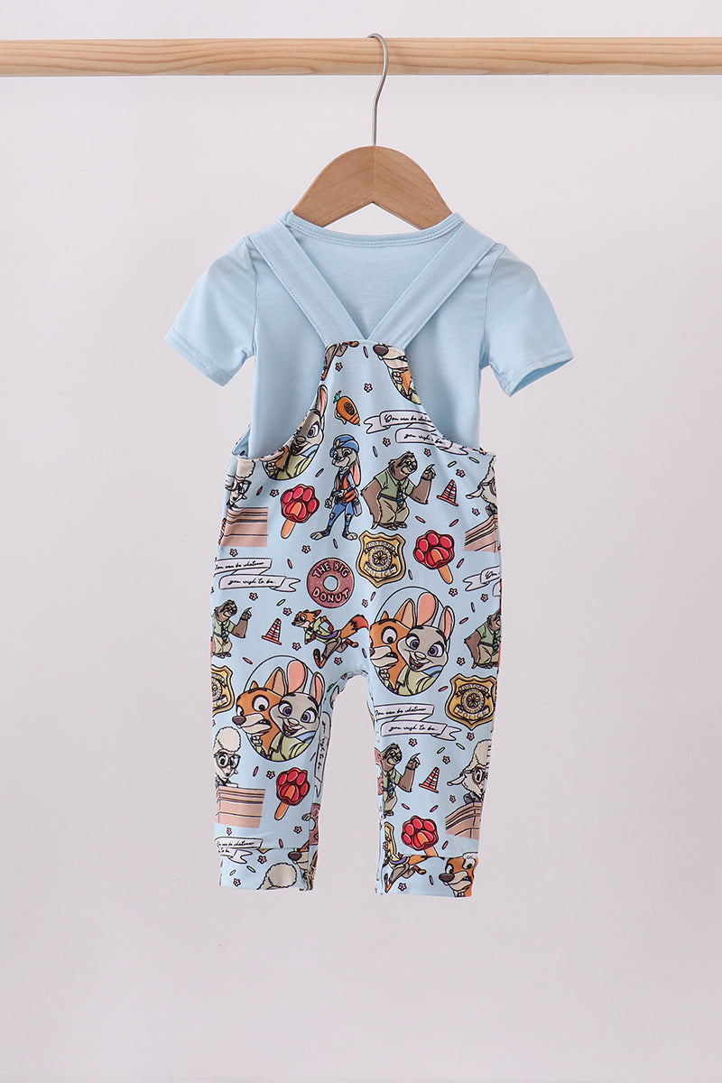 Blue Bamboo Romper Overall Set