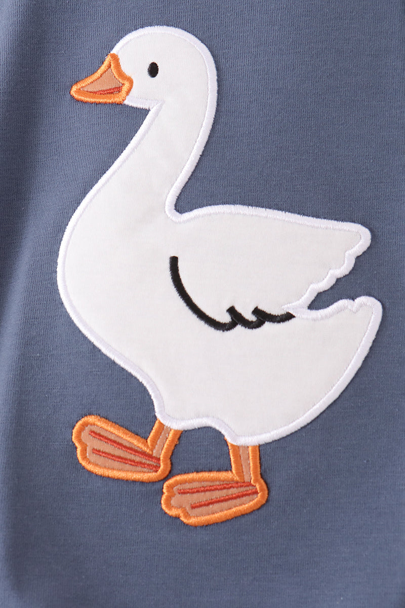 Boys Navy Goose Applique Bubble