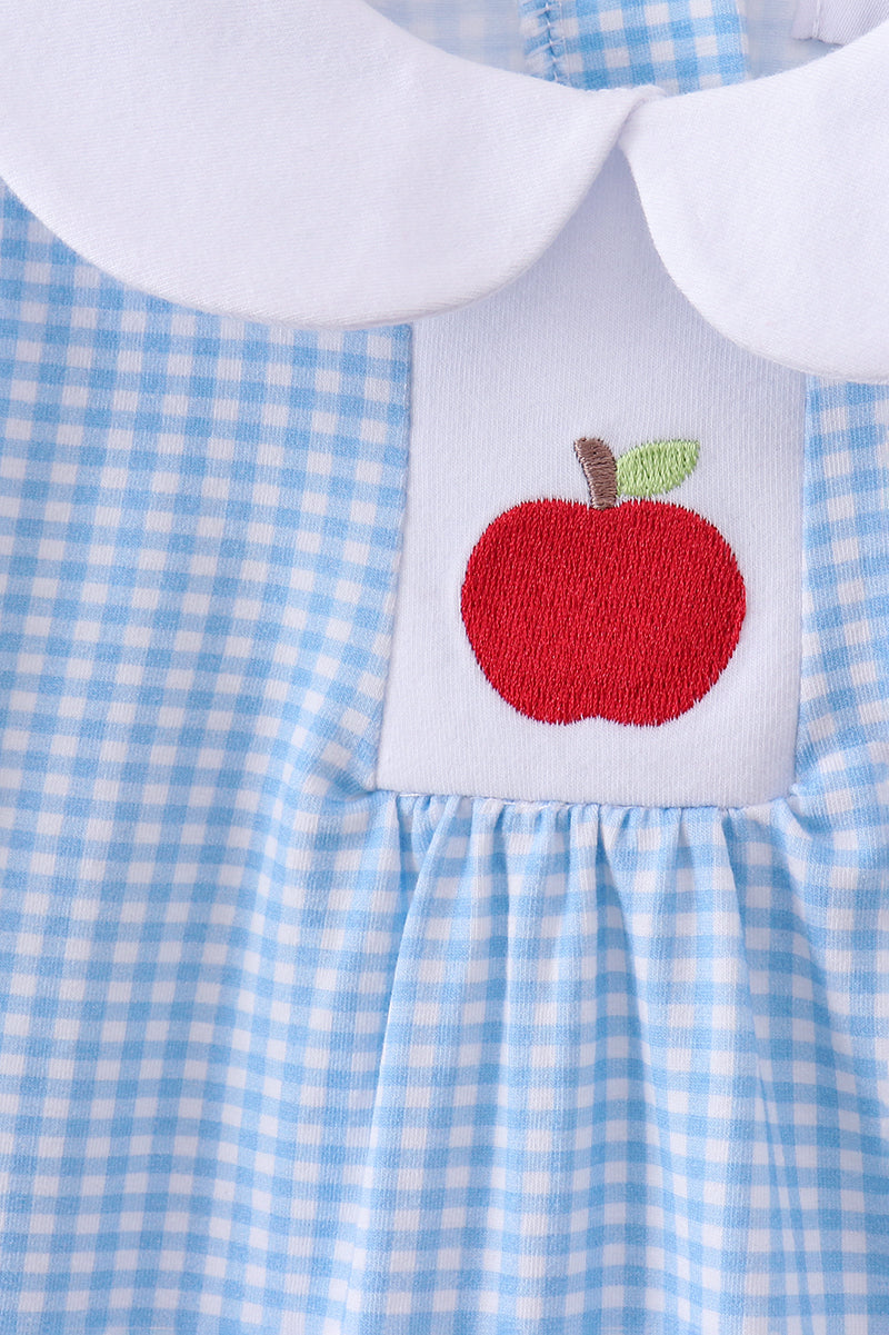 Girls Blue Apple Smocked Dress