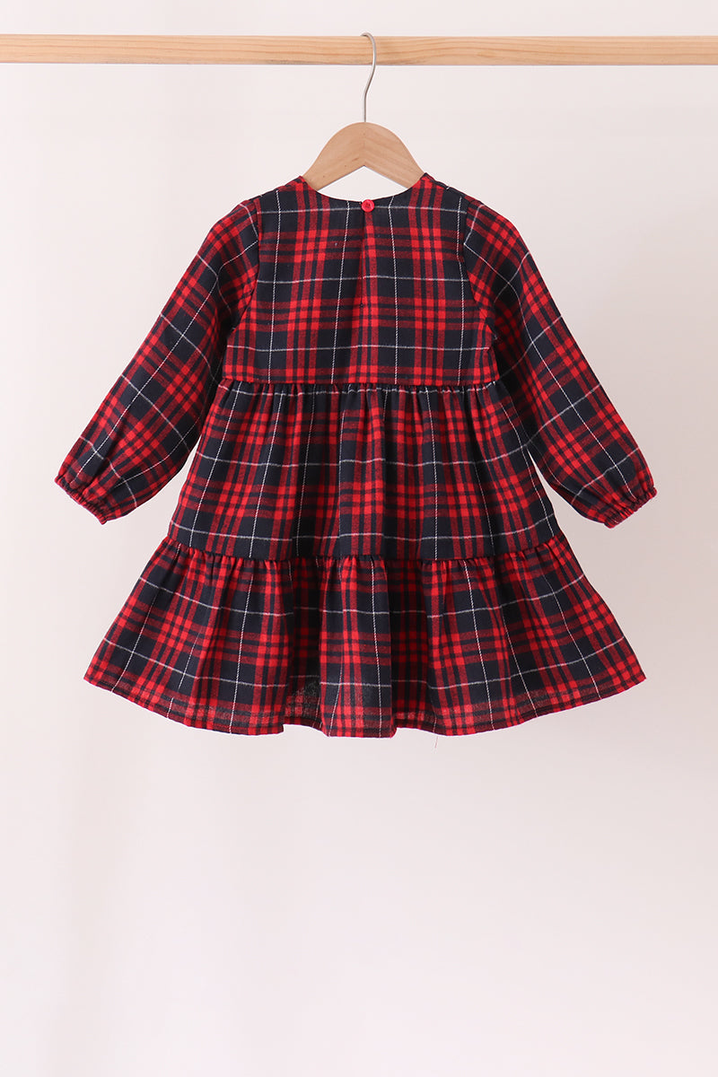 Baby & Girls Red Plaid Long Sleeve Dress