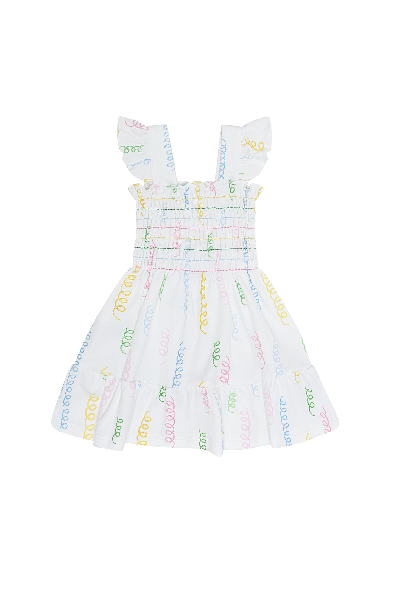 Girls Spirals Print Gathered Dress