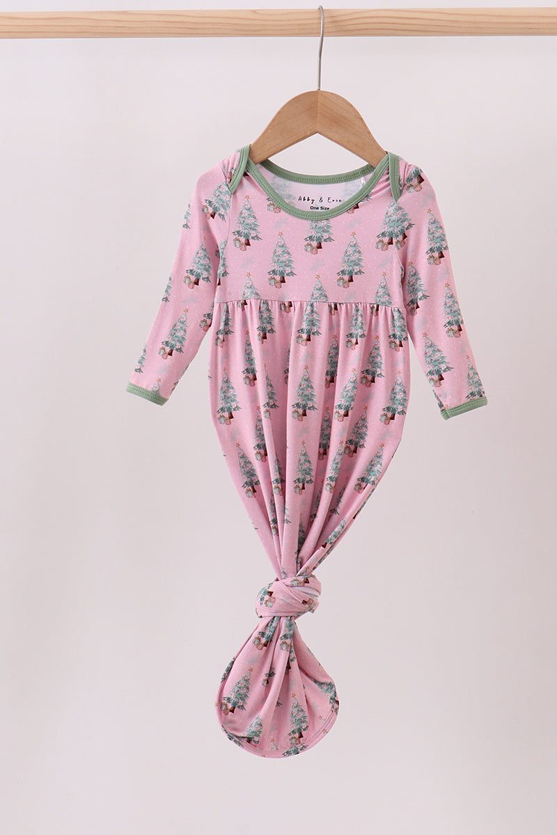 Baby Girl Pink Christmas Tree Bamboo Gown