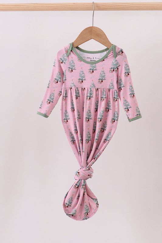 Baby Girl Pink Christmas Tree Bamboo Gown