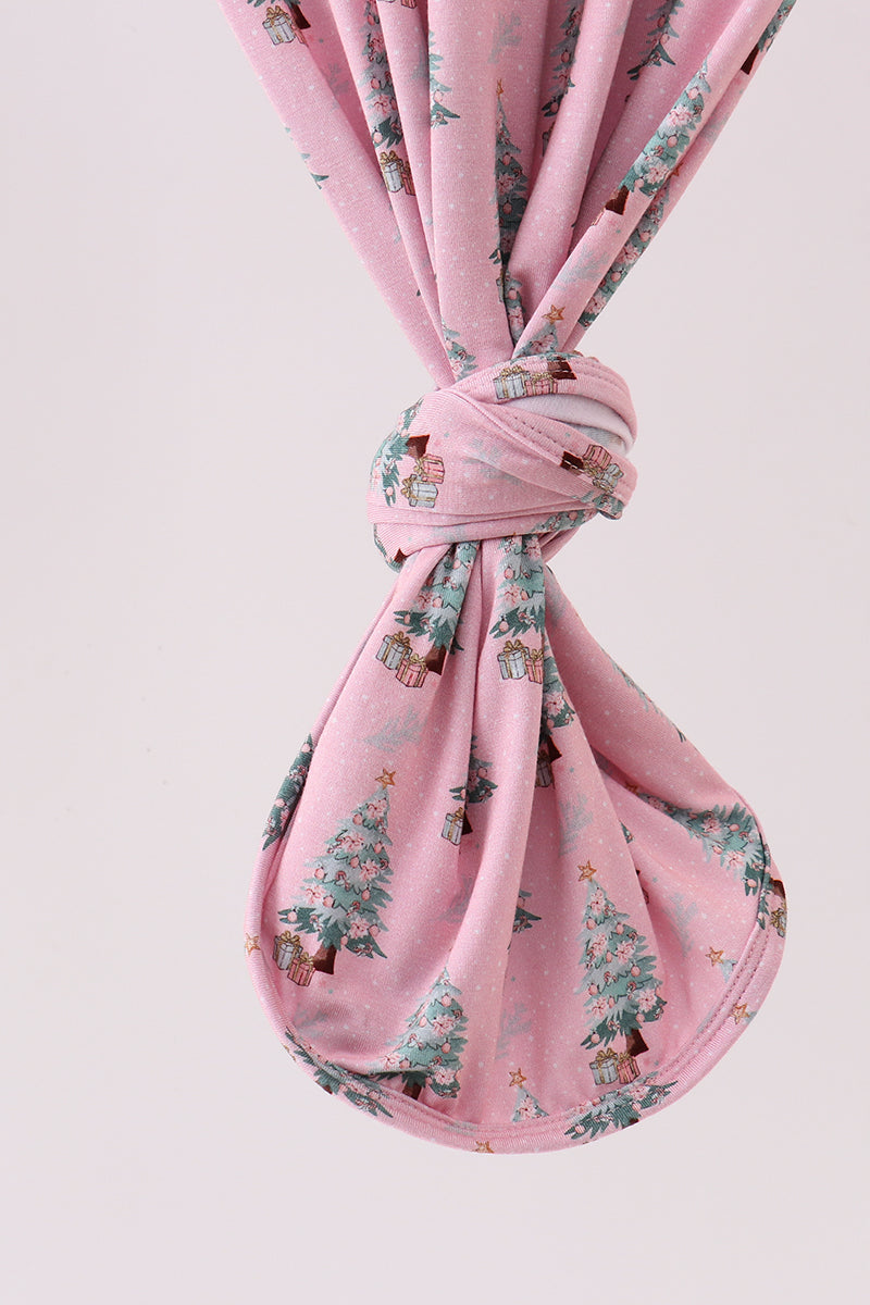 Baby Girl Pink Christmas Tree Bamboo Gown