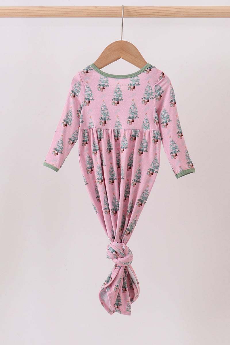 Baby Girl Pink Christmas Tree Bamboo Gown