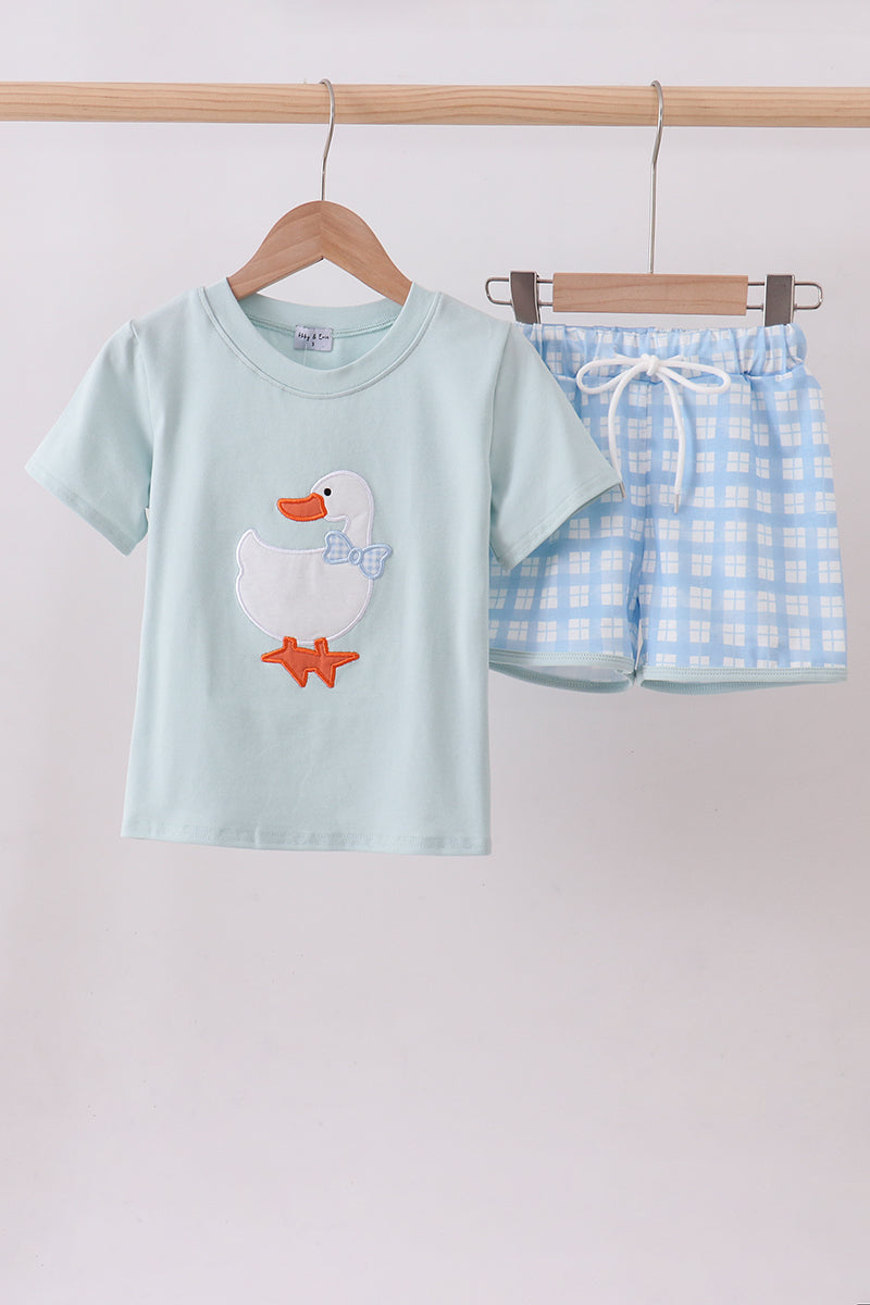Boys Goose Appliqué Shorts Set
