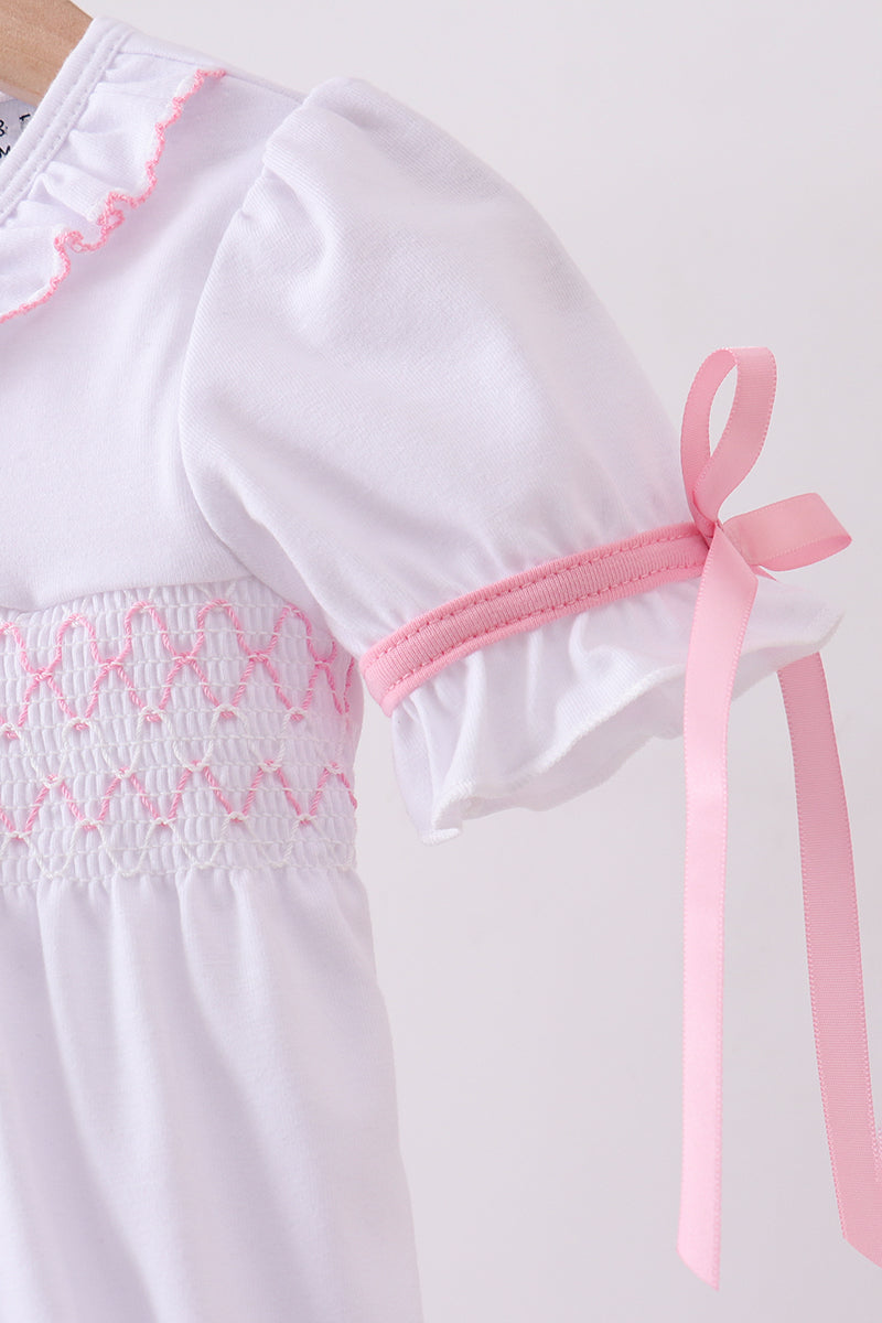 White Cross Smocked Bubble