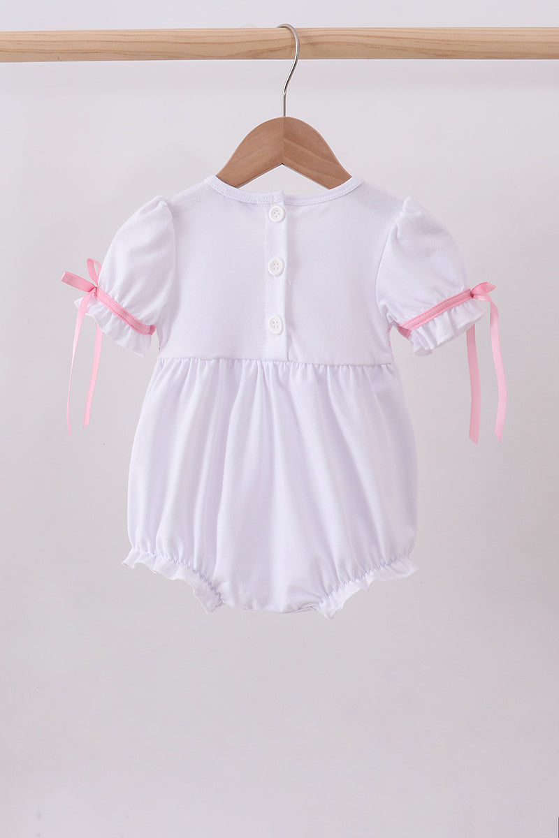 White Cross Smocked Bubble