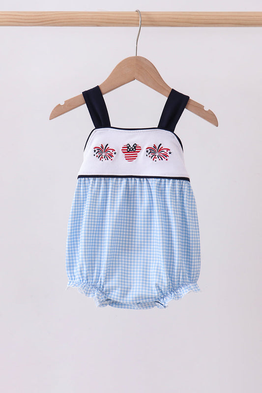 Baby Girls Mouse Gingham Patriotic Bubble with Bow