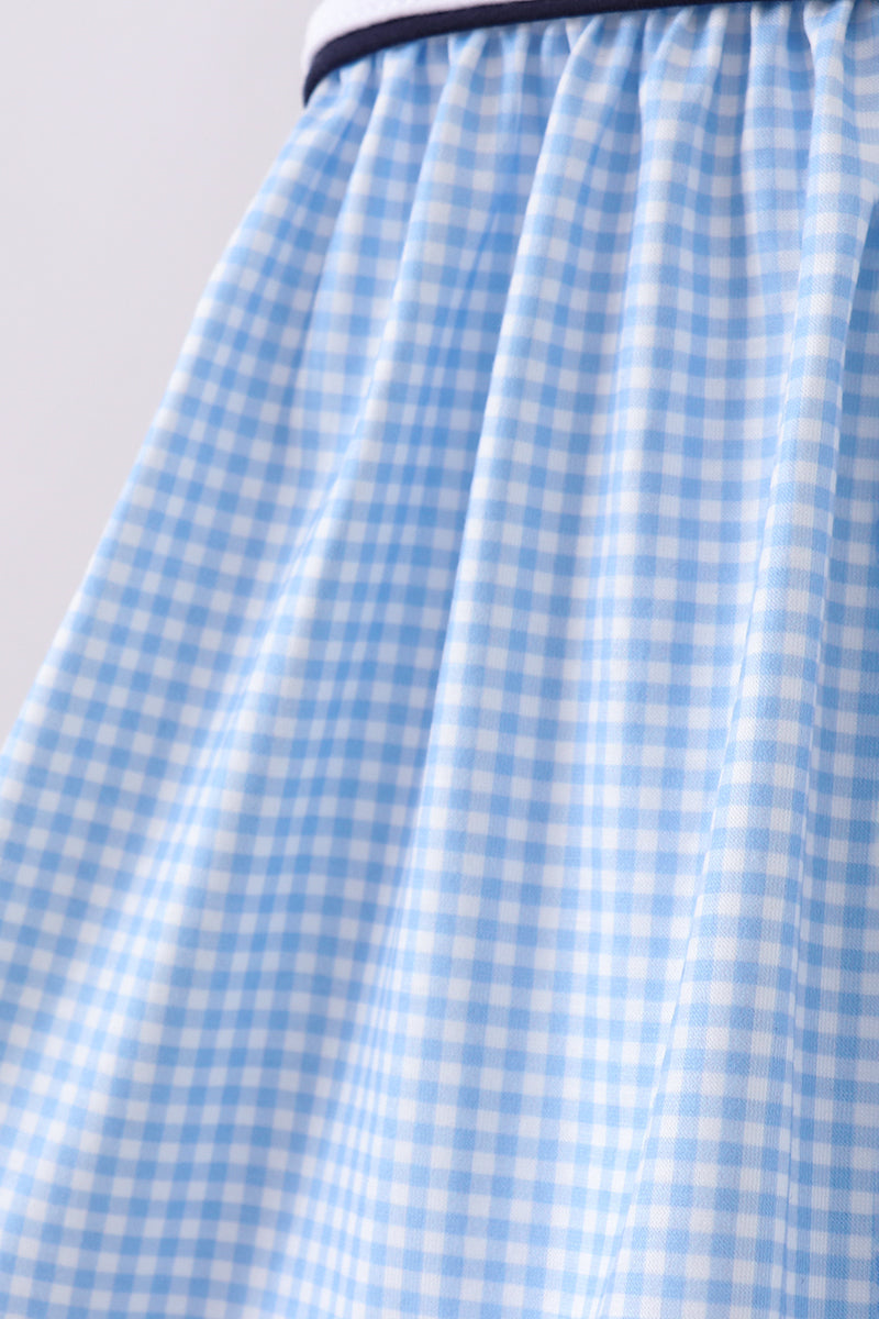 Baby & Toddler Girls Blue Mouse Patriotic Character Embroidered Gingham Bloomer Set