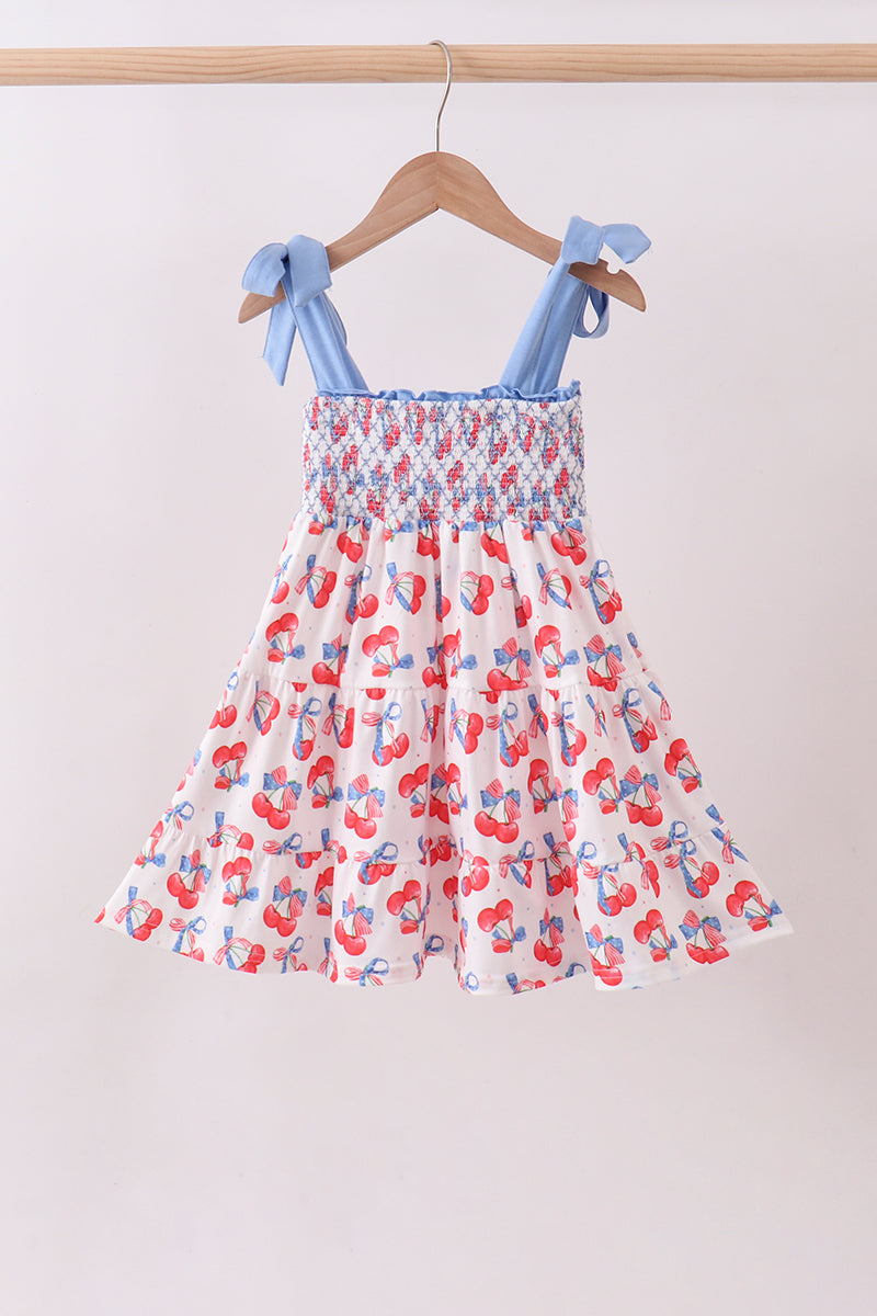 Blue Cherry Smocked Mom & Me Dress