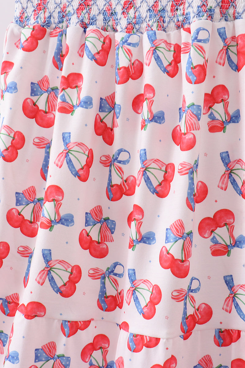 Blue Cherry Smocked Mom & Me Dress