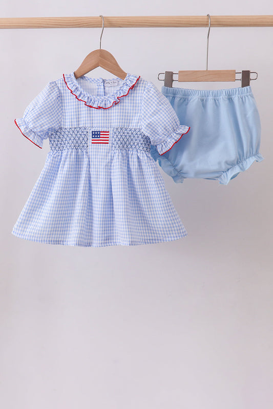 Flag Smocked Bloomer Set