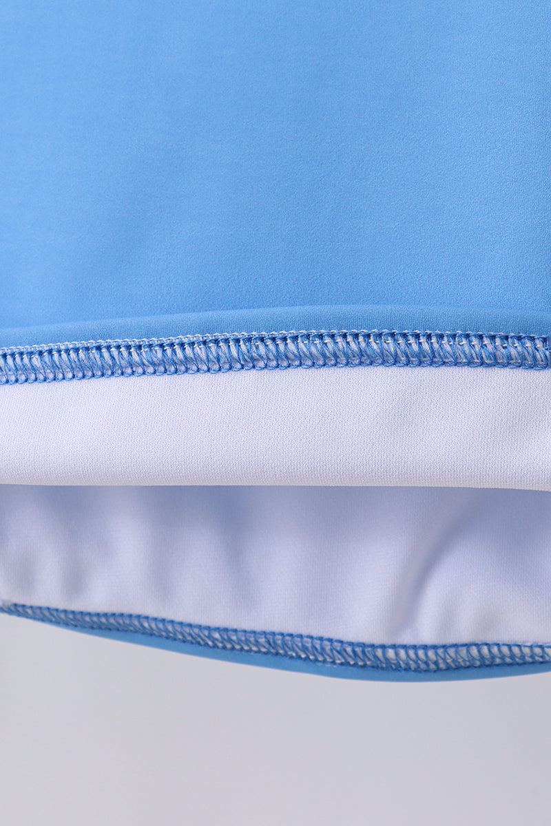 Blue Crab Embroidery Stripe Shorts Swimsuit