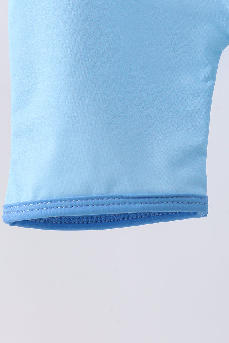Blue Crab Embroidery One-Piece Swimsuit