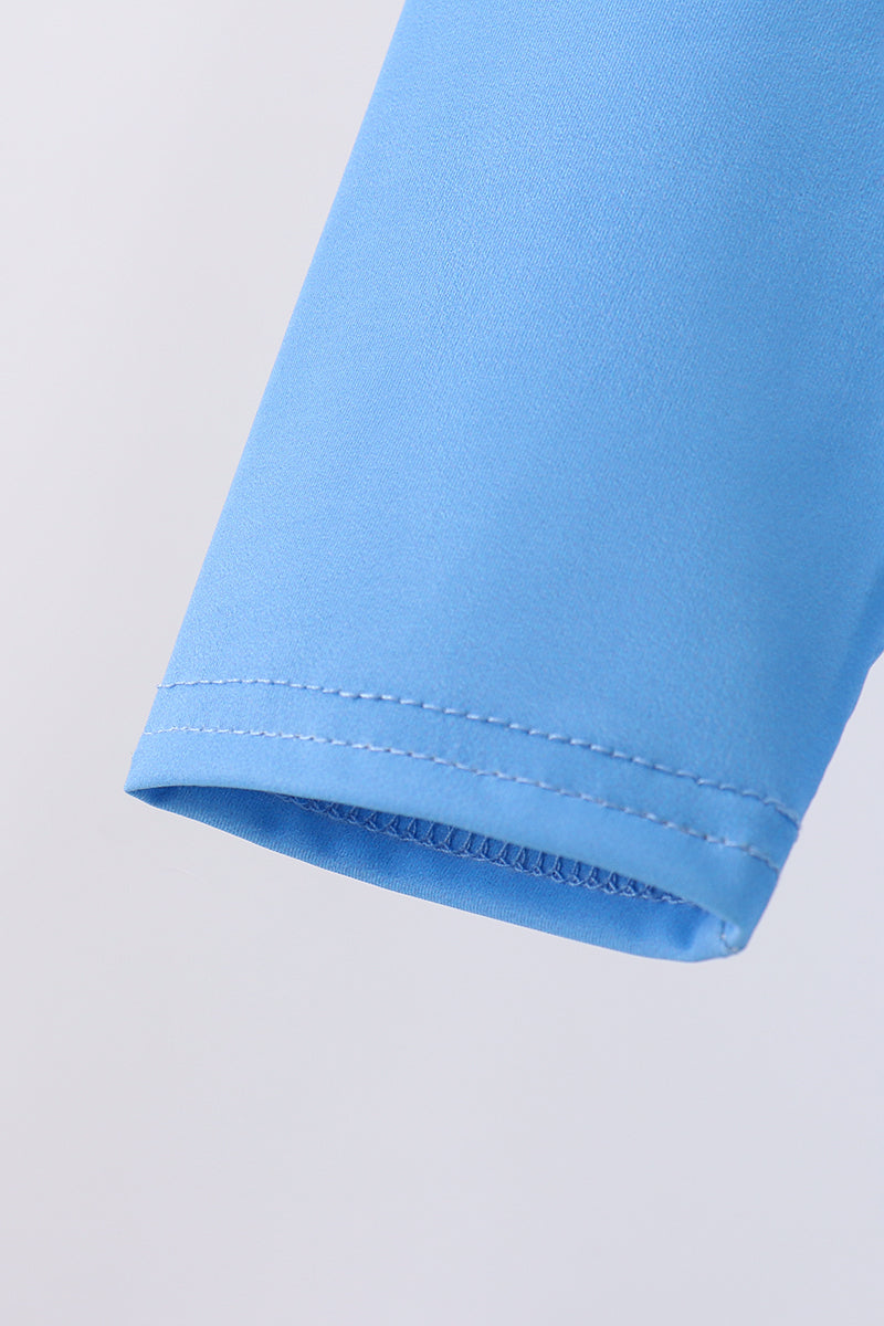 Blue Crab Embroidery One-Piece Swimsuit