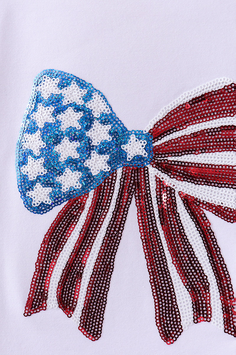 White Bow Sequin Mom & Me Top