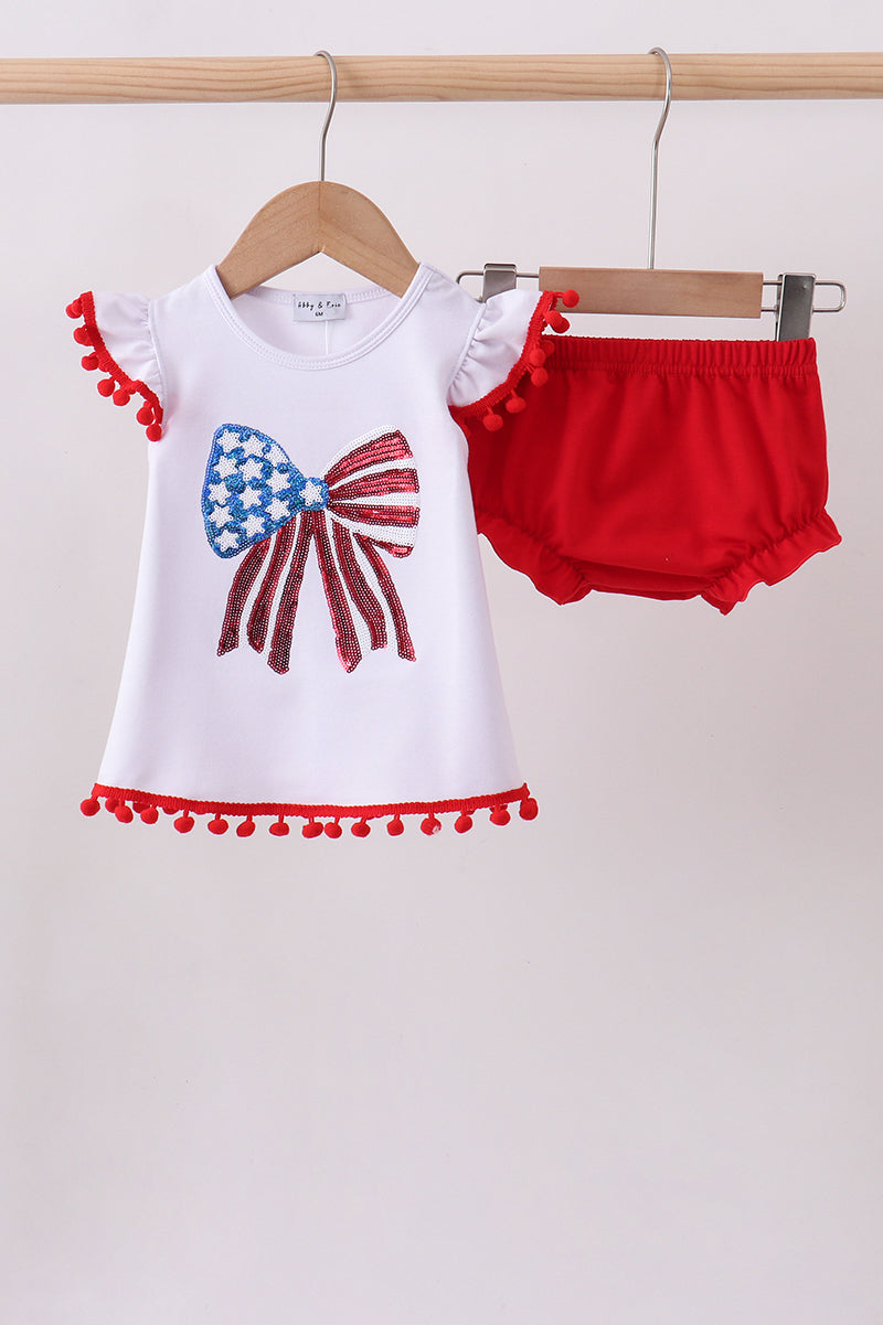 Baby & Toddler Patriotic bow sequin bloomer set