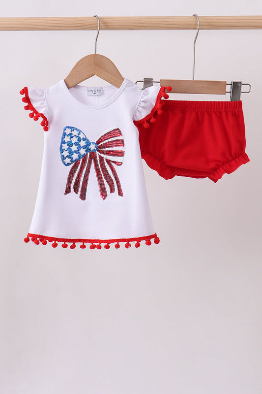 Baby & Toddler Patriotic bow sequin bloomer set