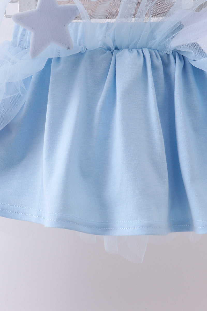 Blue Bow Star Sequin Skort Set