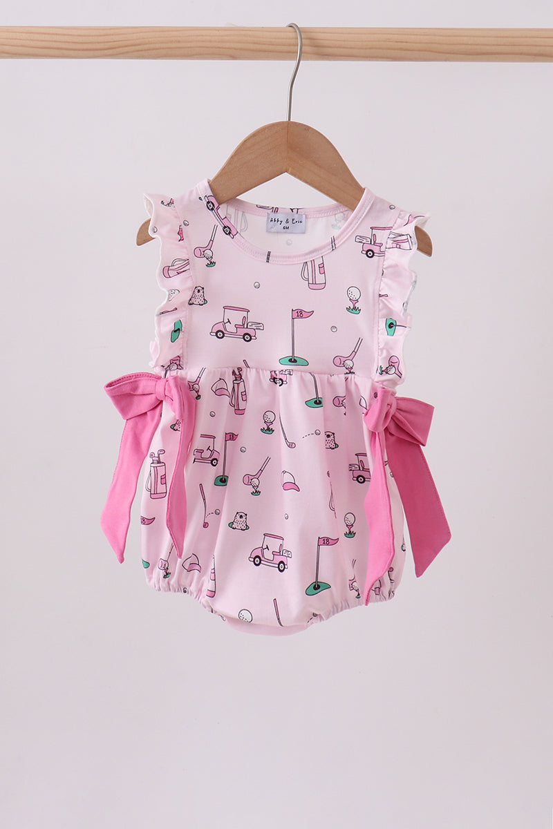 Pink Golf Print Ruffle Bubble