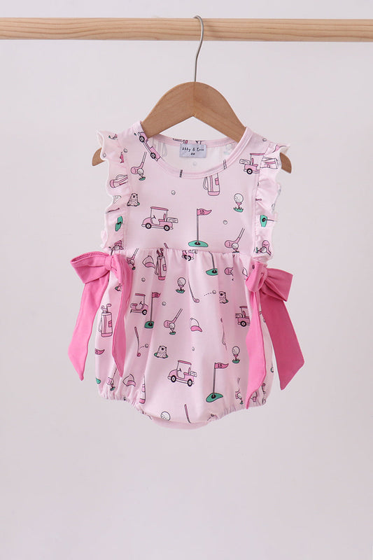 Pink Golf Print Ruffle Bubble