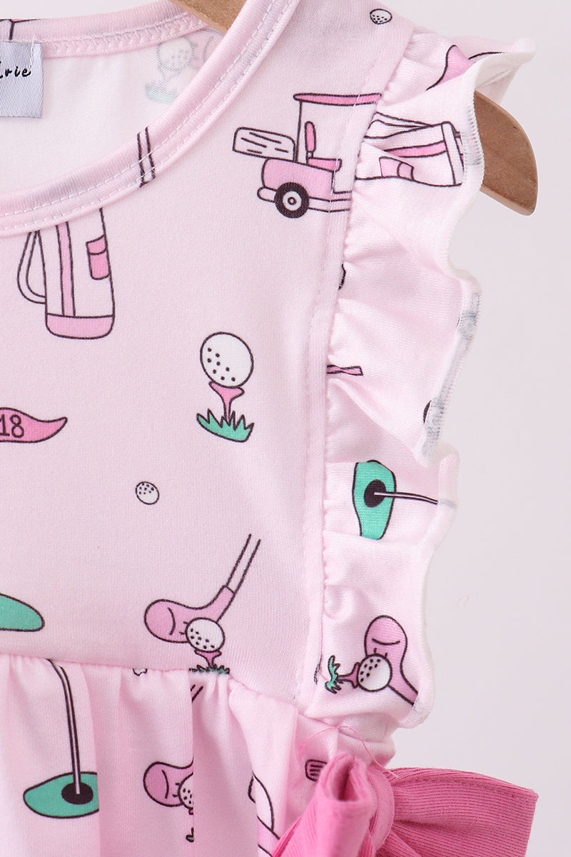 Pink Golf Print Ruffle Bubble
