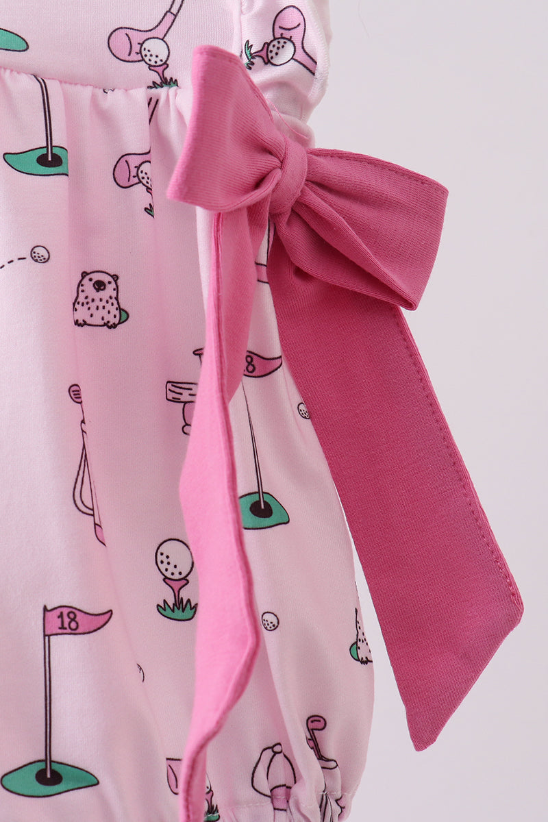Pink Golf Print Ruffle Bubble
