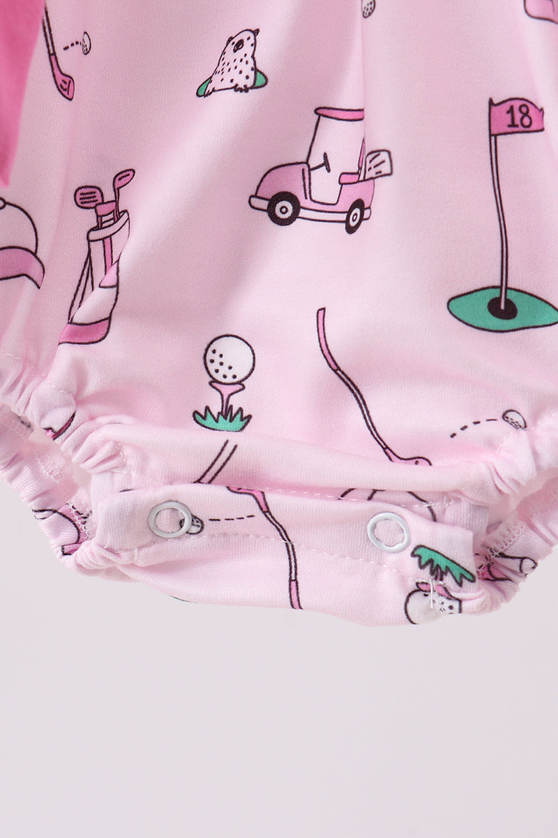 Pink Golf Print Ruffle Bubble
