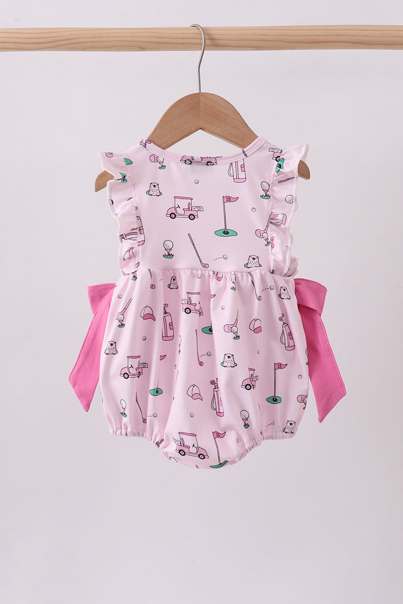 Pink Golf Print Ruffle Bubble