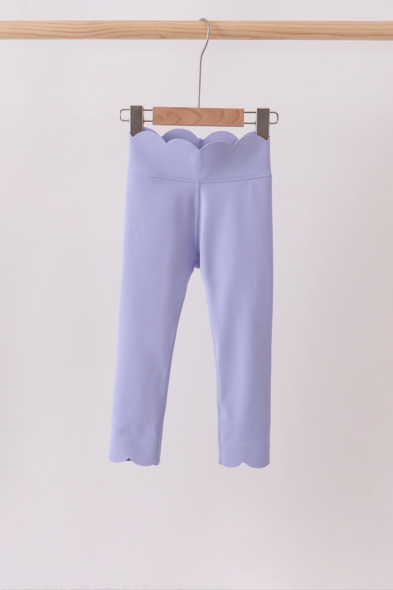 Girls Violet Scalloped Yoga Active Leggings